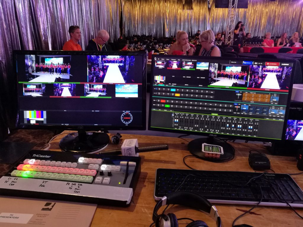 Photo of livestream desk at Miss England's Grand Final 2019