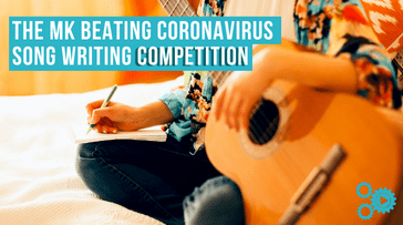 Banner graphic, text says 'The MK Beating coronavirus songwriting competition'